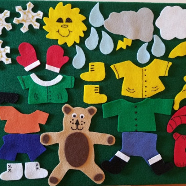 Dress Up Weather Bear Felt Story | Circle Time Activity | Weather Circle Time | Seasons Felt Board Set | Flannel Board Story | Felt Stories