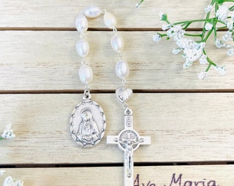 Small Chaplet of Seven Sorrows of Blessed Virgin Mary, Freshwater Pearls, Mothers' gifts Catholic gifts, Christmas gifts, Mini, Rosary