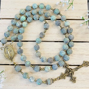 Matte African Turquoise Personalisable Rosary First Communion Confirmation Gifts Baptism Christening Christmas Gifts Mothers' Day