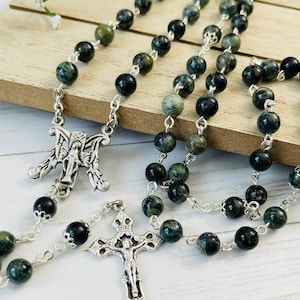 Kambaba Jasper Rosary: Personalized Catholic Gift, Handmade in Canada