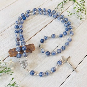 Blue Spot Jasper Personalized Rosary, First Communion gift, Baptism Gifts Confirmation gifts, Christmas Gifts Christening gifts for boy, men