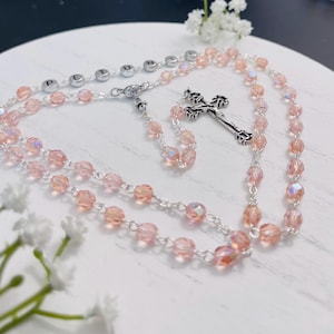 Personalized Rosary: Czech Glass Faceted Beads, First Communion, Confirmation