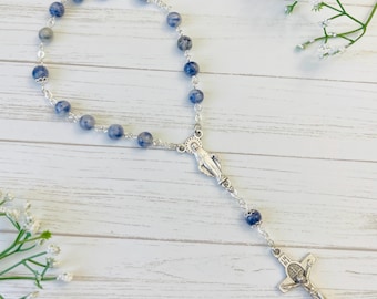 Blue Spot Jasper Rosary: Little Crown of the Blessed Virgin Mary Chaplet