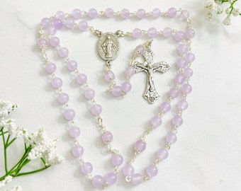 Lavender Jade Personalized Rosary Catholic Gifts, Confirmation Gifts, First Communion Gifts, Baptism Gifts, Mothers' Gifts