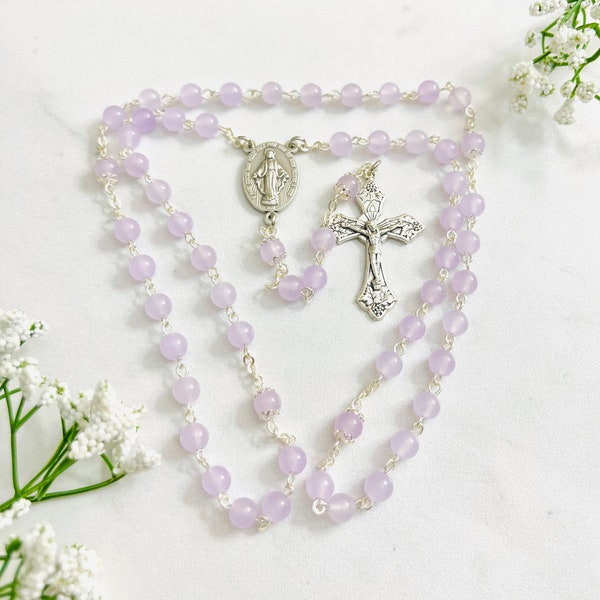 Lavender Jade Personalized Rosary Catholic Gifts, Confirmation Gifts, First Communion Gifts, Baptism Gifts, Mothers' Gifts