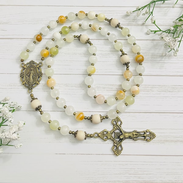 Afgan Jade Personalisierter Rosenkranz: Katholisches Konfirmationsgeschenk