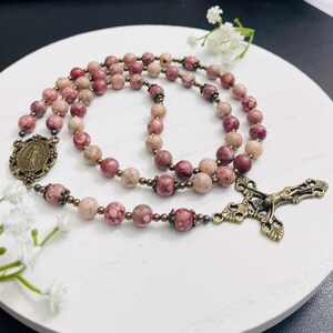 Saint Therese Rosary: Maifan Stone Beads, First Communion Gift image 5