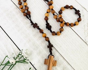 Special Olive wood bead rosary: Holy Land Olive Wood bead Rosary, Olive Crucifix, rosary for men, rosary for boys, Confirmation gifts