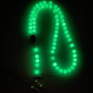New! Glow in the Dark, Green Luminous Stone Personalized Rosary, Confirmation gifts, Christening Gifts, Baptism Gift, First Communion Gifts