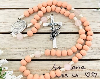Color wood bead rosary, Personalized Rosary, First Communion gifts, Confirmation Gifts, Catholic gifts, Mothers' gifts, Christmas gifts