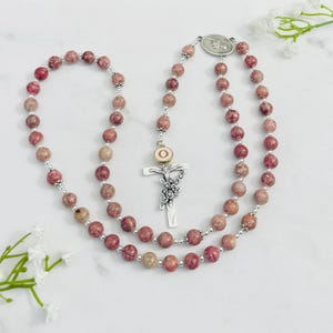 Saint Therese Rosary: Maifan Stone Beads, First Communion Gift image 3