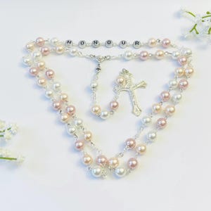 Shell Pearls Mixed colors, First Communion gifts Personalized Rosary, Baptism, Christening Confirmation gifts, Mother&#39;s day, goddaughter