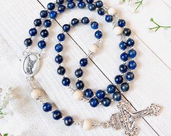 Lapis Lazuli Personalized Rosary, Mothers Gifts, Christmas Gifts, Confirmation gifts, Christening Baptism Gifts, First Communion gifts Blue