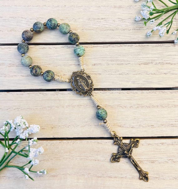 Gemstone Personalized Mini Rosary, Pocket Rosary, Catholic Gifts