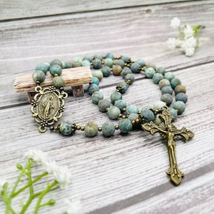 Matte African Turquoise Personalisable Rosary, First Communion gifts, Confirmation Gifts, Baptism, Christening, Christmas Gifts, Mothers Day