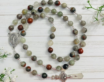 African Bloodstone Personalized Rosary, Five decade rosary, Catholic Rosary, Miraculous Medal, Mothers' gifts, Confirmation gifts, Christmas