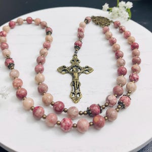 Saint Therese Rosary: Maifan Stone Beads, First Communion Gift image 9
