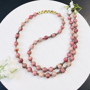 Saint Therese Rosary: Maifan Stone Beads, First Communion Gift image 7