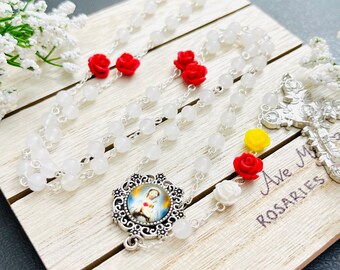 Rosario Tasche Tasche Rosa Metallic Handmade Rosa Mystica Rosary