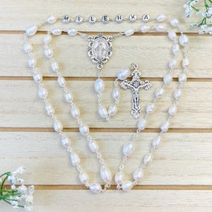 SPECIAL ROSARY made of Freshwater Pearls, Personalisable, First Communion gifts, Confirmation gifts, Baptism Gifts, Christening, Goddaughter