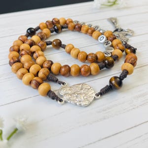 Saint Michael, Saint Joseph Olive Wood Bead Personalized Rosary, Confirmation gifts, Christening, Baptism gift, Holy Land Olive Wood bead