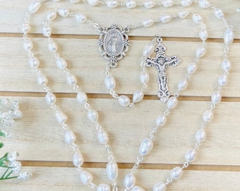 SPECIAL ROSARY made of Freshwater Pearls, Personalisable, First Communion gifts, Confirmation gifts, Baptism Gifts, Christening, Goddaughter