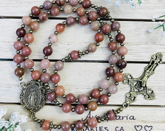 Berry Aventurine Stone Personalized Rosary, Catholic gift, rosary beads, godmother gifts, Christmas gifts, Mother's Day Gifts,