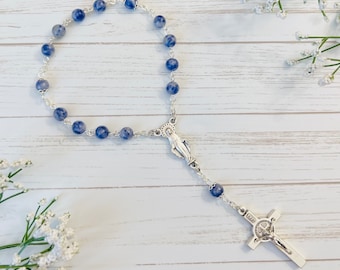 Little Crown of the Blessed Virgin Mary Chaplet Rosary, Blue Spot Jasper, Catholic gifts, Mothers day gift, Father day gift, Marian devotion