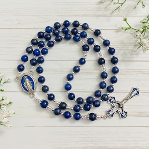 Blue Lapis Lazuli Personalized Rosary, Catholic gifts, Rosary, Blue Rosary for boys, Rosary for men, Christmas Gifts, First Communion Gifts