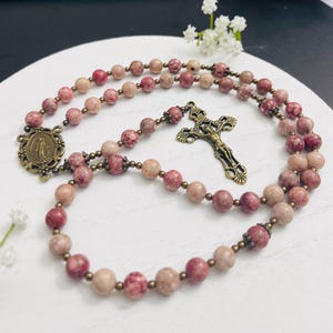 Saint Therese Rosary: Maifan Stone Beads, First Communion Gift image 8