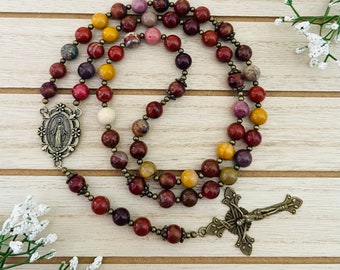 SPECIAL UNIQUE Mixed Stone Personalized Rosary, Catholic gifts, Rosary beads, Christmas Gifts, First Communion, Mother's gifts, Confirmation
