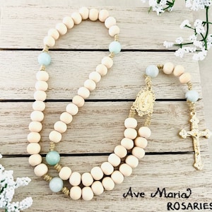 Wood Bead Cord Rosary Catholic Gifts, Confirmation Gifts Baptism Gifts First Communion gifts Christmas gifts Mothers&#39; Day Gifts, goddaughter