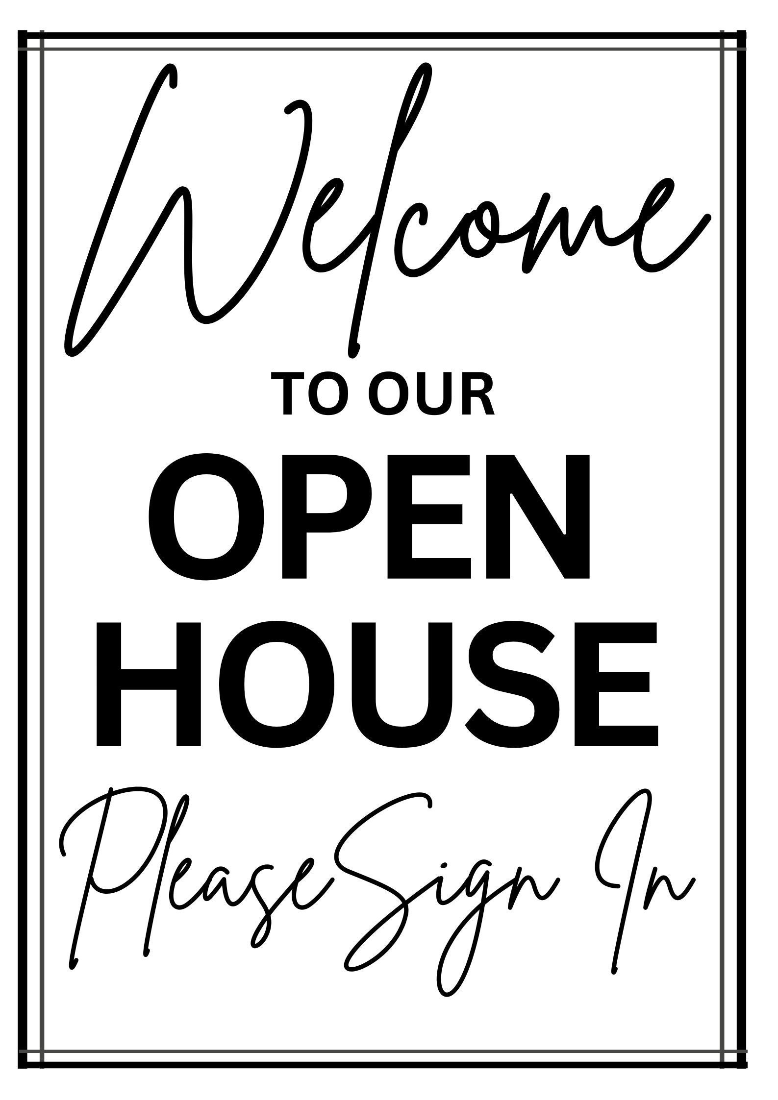 Real Estate Open House Sign in Sheet and Sign Real Estate