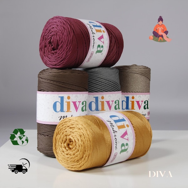 Macrame Thread 2.5mm, 250g, 225m, 735ft, 8.8oz | Rope For Crochet | Diva Makrome | Macrame Cord | Macrame String | 100% Polypropylene