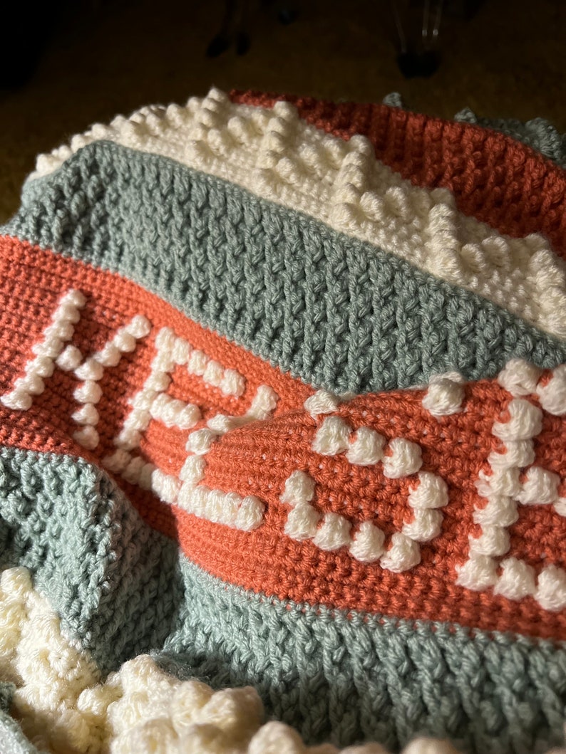 Personalized Hand Crochet Baby blanket with Name 画像 4