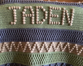 Personalized Hand Crochet Baby blanket with Name