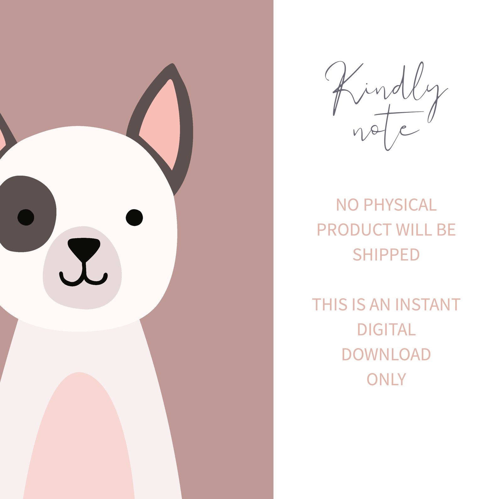 Dog Print Kids Wall Art Printable Animal Nursery Print Dog Etsy