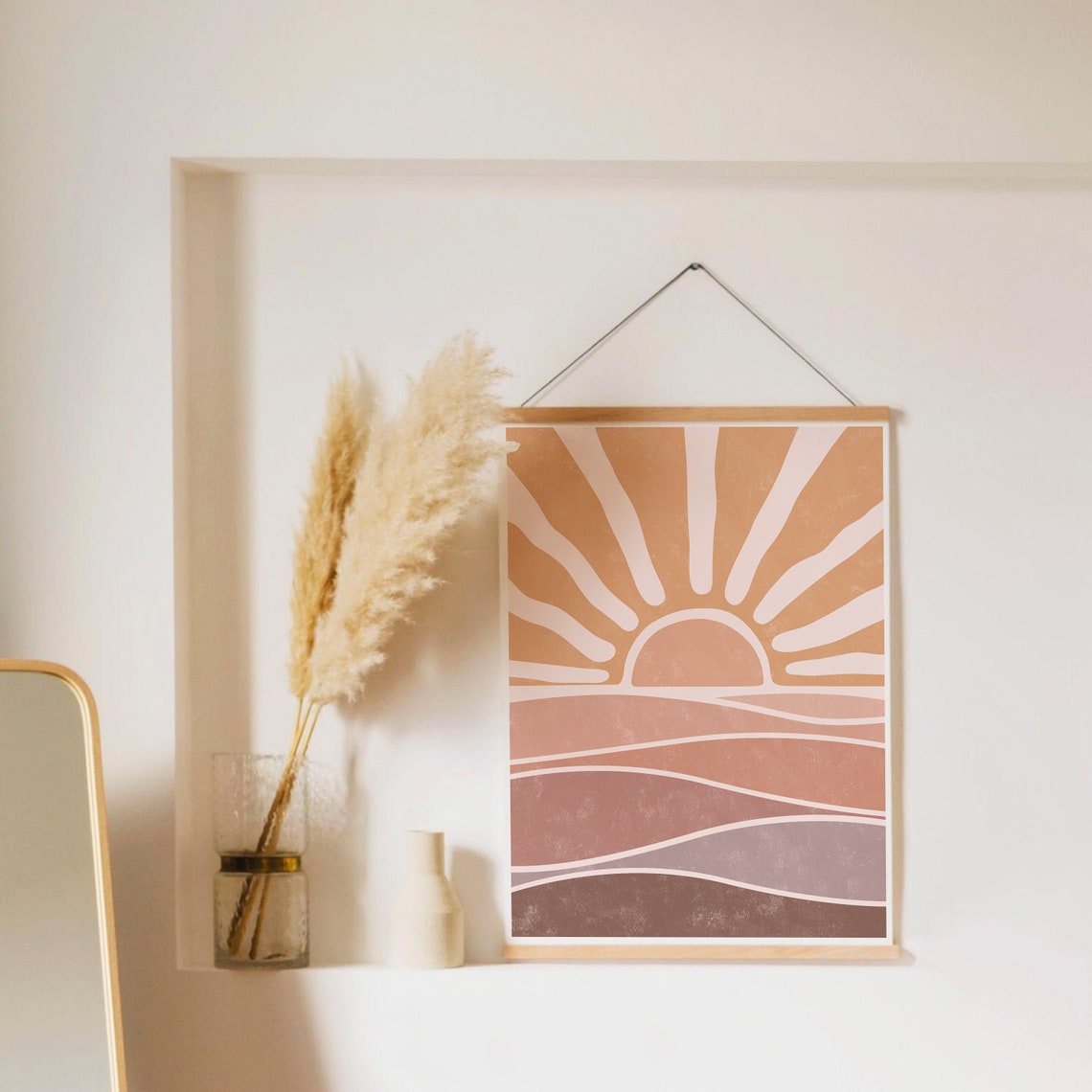 Sunset Print Set of 3 Boho Rising Sun Wall Art Digital Etsy