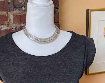 Monet Silver Tone Choker with Polish and textured detailed Links