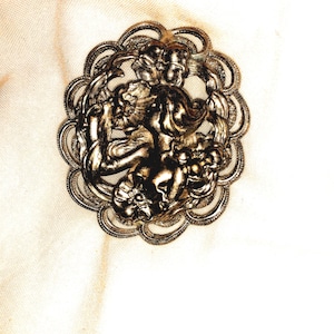 Lady with a Flower  Art Nouveau Style Brooch