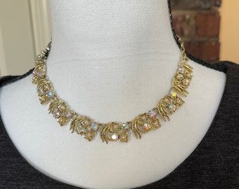 Vintage Coro Fringe Choker: AB Rhinestones & Faux Pearls