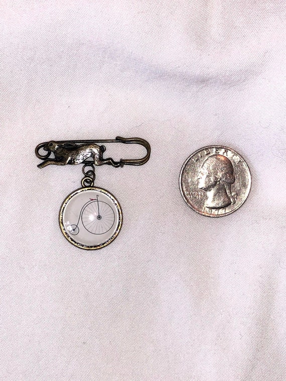 RARE Penny Farthing Hare Pin Brooch with Bicycle