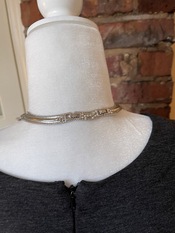 Monet Silver Tone Choker with Polish and textured… - image 7