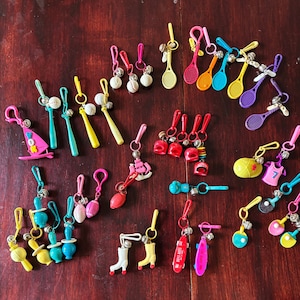 1980’s  * Sporty Plastic Fun and Funky Bell charms Charm necklace-80’s toys