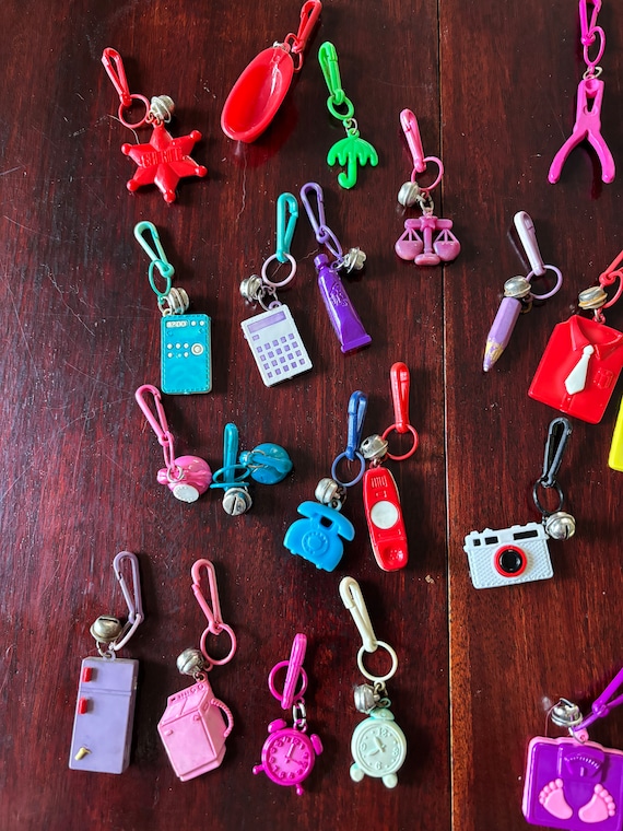 1980's * Plastic Fun and Funky Bell Charms Charm Necklace-80's