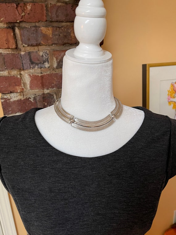 Monet Silver Tone Choker with Polish and textured… - image 6