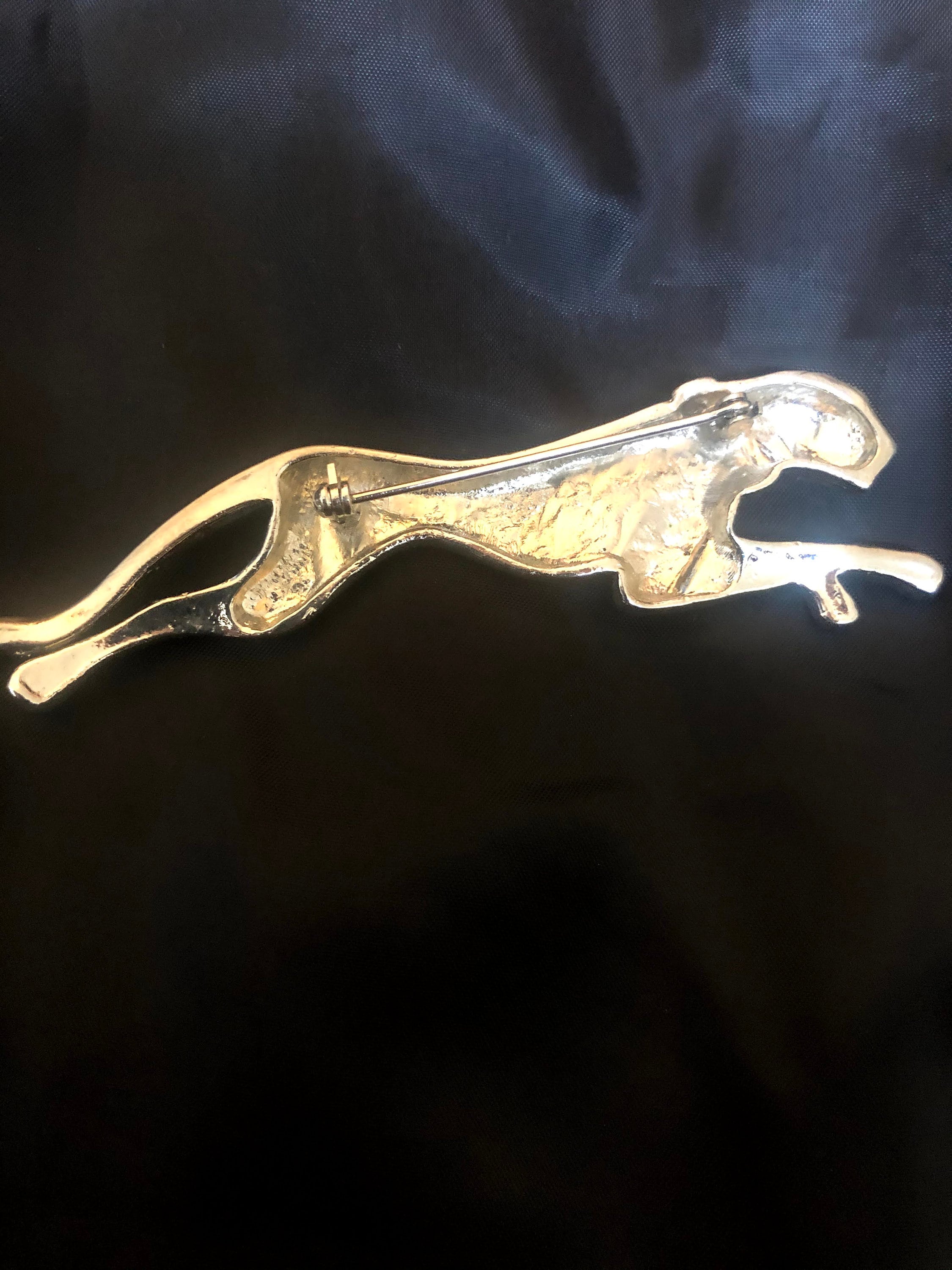 Vintage Puma Brushed Silver tone Brooch with Rhinestone Collar | Etsy