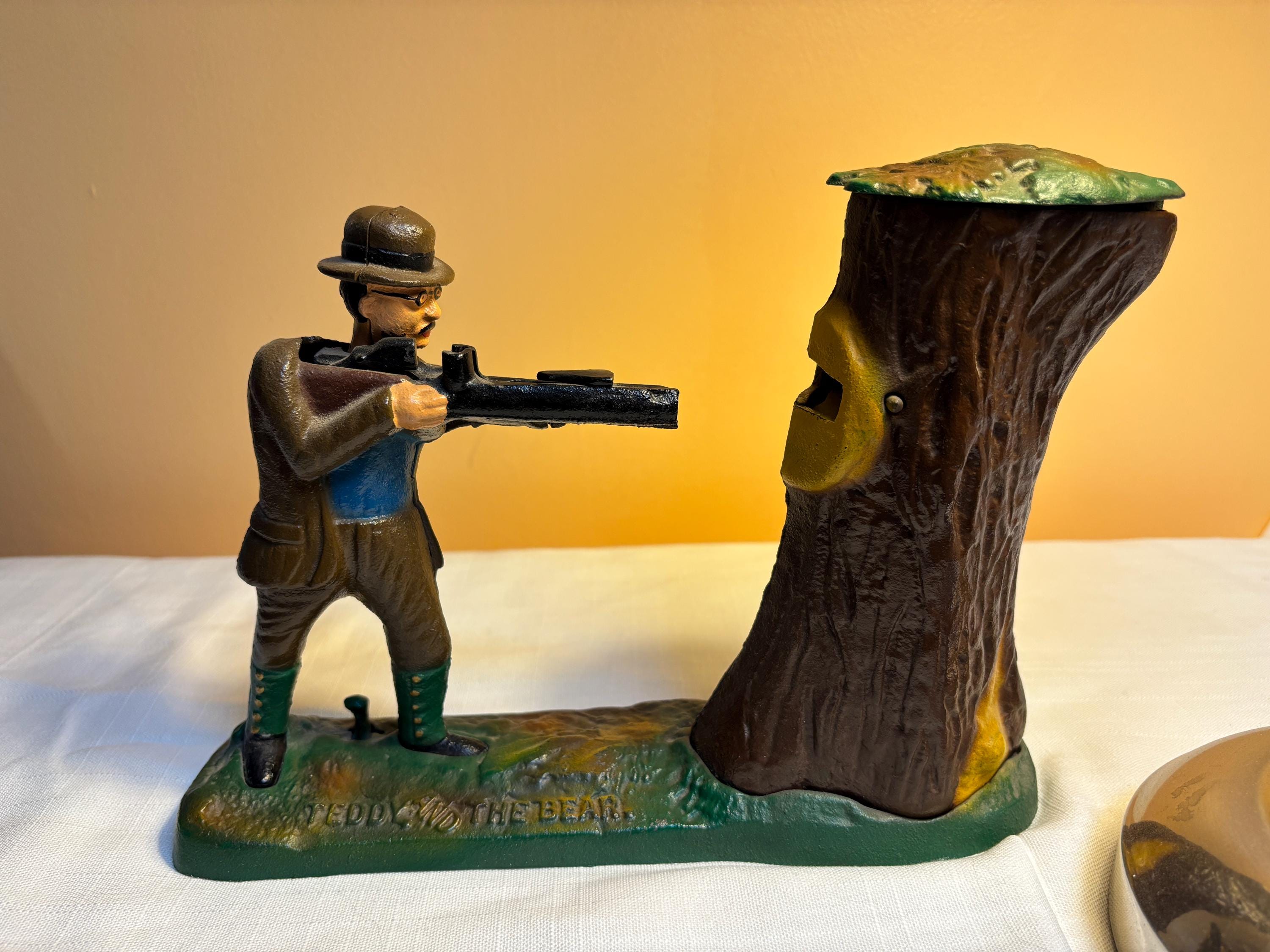 Antique Cast Iron “teddy and the Bear” Mechanical Bank – J. & E. Stevens, C.1907