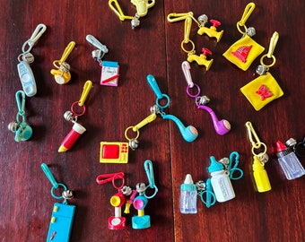 1980's Plastic Memory Charged Bell Charms Charm Necklace-80's