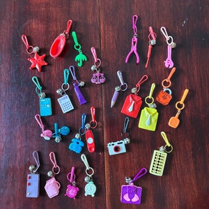1980’s  * Plastic Fun and Funky Bell charms Charm necklace-80’s toys
